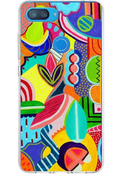 Xiaomi Mi 8 Lite İle Uyumlu 1mm Slim Fit Retro Renkler 6 Baskılı Şeffaf Kılıf Şeffaf