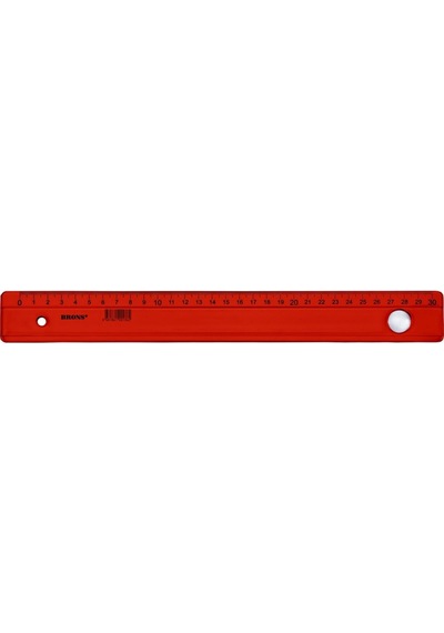Brons Plastik Renkli Cetvel 30 CM Kırmızı
