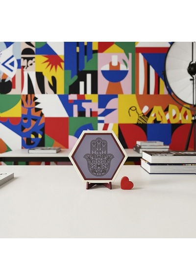 Estetik Hamsa Motifli Masaüstü Dekoru, Minimalist Dekorasyon Anlayışınızı Tamamlayan Özgün Ve Modern Parça 10x10 Cm, Mor