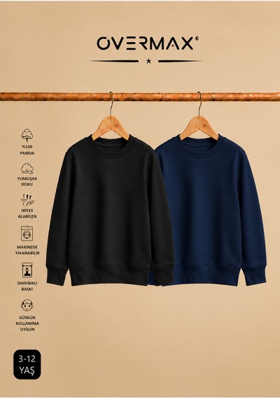 Overmax 2 Li Kapüşonsuz Sweatshirt Seti Çocuk Unisex - 3-12 Yaş Siyah-lacivert - 920169697 Siyah-lacivert Overmax 2 Li Kapüşonsuz Sweatshirt Seti Çocuk Unisex - 3-12 Yaş Siyah-lacivert - 920169697 Siyah-lacivert