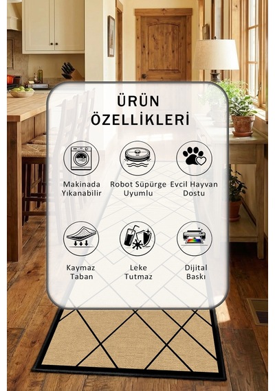 Siyah Yıkanabilir Mutfak Halısı 2