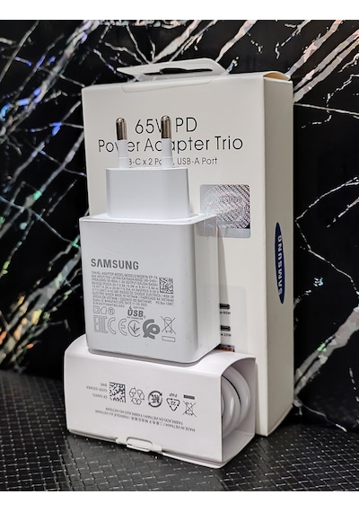 Samsung Uyumlu 3in1 Trio 65w 2xpd + Usb Ev Tipi Şarj Aleti Set 3 Çıkışlı