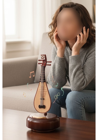 Saz Tasarımlı Müzik Kutusu Dekoratif Müzik Kutusu Nostaljik Hediye Şirin Müzik Kutusu