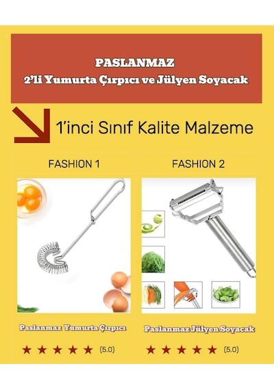 Yumurta Çırpma Teli Paslanmaz Çelik Jülyen Sebze Ve Meyve Soyucu