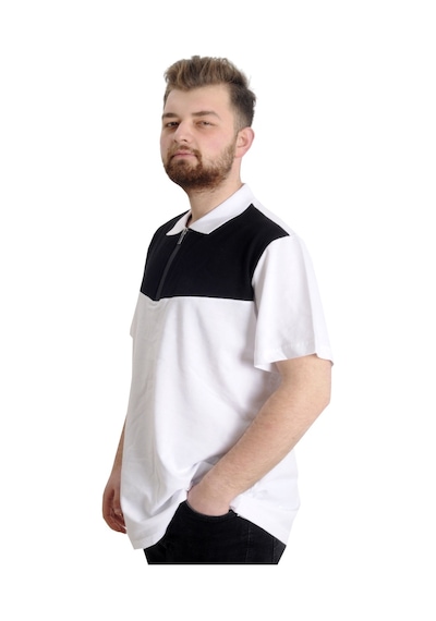 Mode Xl Büyük Beden Erkek T-Shirt Polo Fragmented 23325 Beyaz 001
