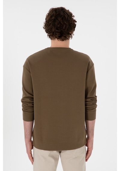 U.S. Polo Assn. Erkek Comfort Fit Bisiklet Yaka Haki İnce Sweatshirt 50309858-VR027