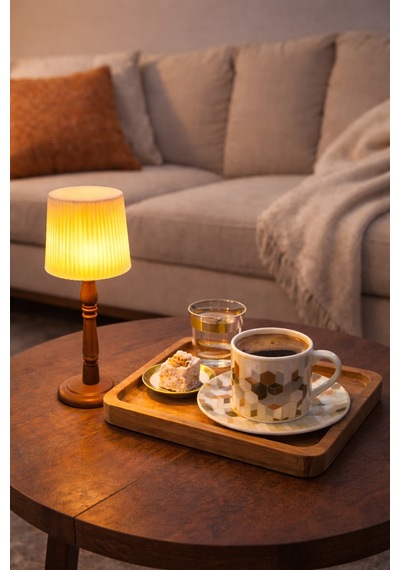 Mini Lambader Pilli Led Mumlu Sunumluk / Dekoratif Ambiyans Gece Lambası Beyaz