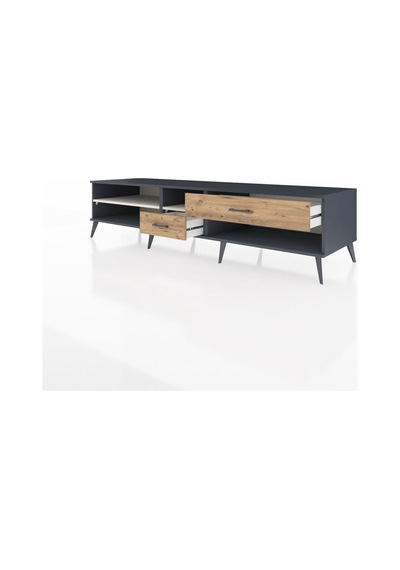 Kronos Tv Ünitesi 2 Raflı 2 Çekmeceli 220x59x51 Antrasit-aytaşı/çam Aytası/atlas Çam - Antrasıt
