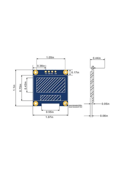0.96'' 128x64 Oled Grafik Lcd Ekran - Mavi