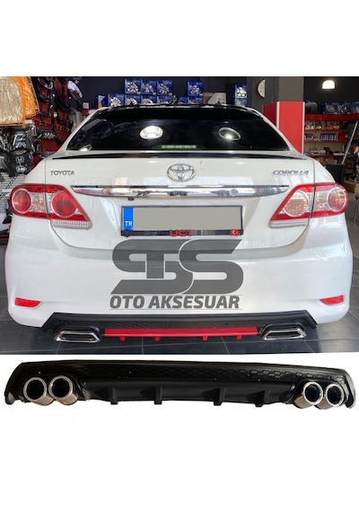 Toyota Corolla 2007-2012 Difüzör Arka Tampon Eki 4 Egzoz Çıkışlı Siyah Lüx Tip