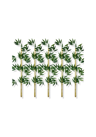Cihan Çiçekçilik Yapay Yoğun Yapraklı 100 Cm 5 Adet Dekoratif Bambu Çubuğu Islak Doku Yeşil