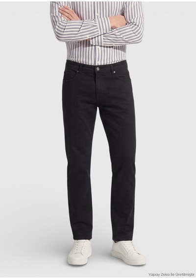 Ramsey Siyah Slim Fit Denim Pamuk Karışımlı Pantolon siyah