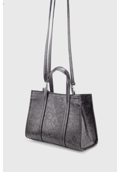 Housebags Siyah Deri Görünümlü Çift Askılı Tote Bag 253 Siyah