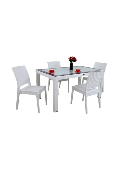 Mandella Elit Rattan 90x150 4 Kişilik Elit Sandalye Camlı Masa Takımı Beyaz Diğer Mandella Elit Rattan 90x150 4 Kişilik Elit Sandalye Camlı Masa Takımı Beyaz Diğer