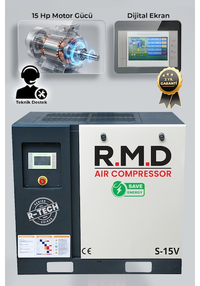 R.m.d Kompresör 15 Hp İnvertörlü Vidalı Hava Kompresörü Tek Makine