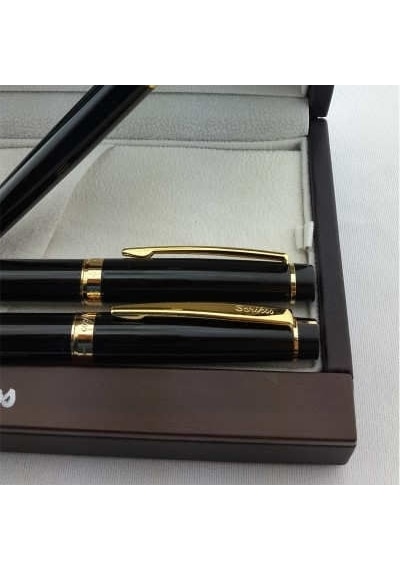 Scrikss 35 Siyah Gold Dolma&Tükenmez&Versatil Üçlü Set