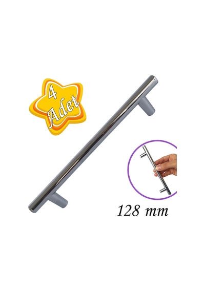 4 Adet Boy Kulp Krom 128 Mm Kulp Mobilya Mutfak Dolabı Çekmece Dolap Kapak Kulpu Kulbu Metal Kulpları