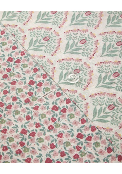 Ornament Petal Kolay Ütülenir Tek Kişilik Nevresim Seti 160x220 Cm Pembe - Yeşil