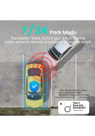 360+ Botslab G500H Pro ADAS Ön 3K QHD -Arka 1080P FHD 150° Açı WiFi+GPS Araç İçi Kamera+Park Modu
