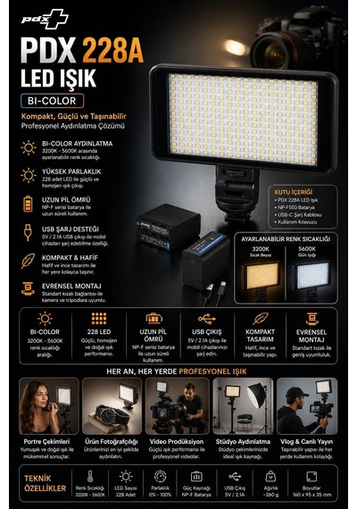 Pdx 228a Led Işık Bi-color Kompakt Panel