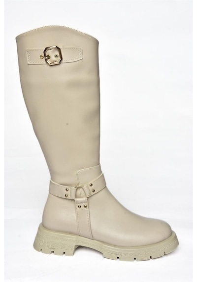 Fox Shoes R518296309 Bej Fermuarlı Kadın Çizme Bej