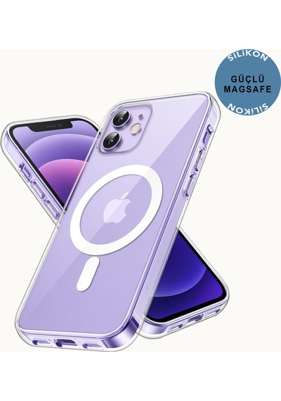 Apple Uyumlu iPhone 12 Şeffaf Magsafe Kılıf Şeffaf