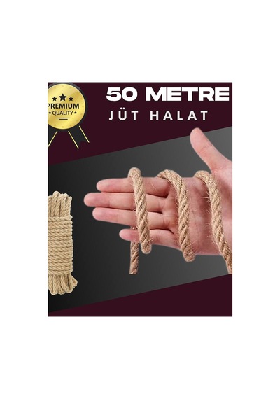 8 Mm 50 Metre Jüt Halat Dekoratif Hasır İp Urgan Süs Evimdeyokyok