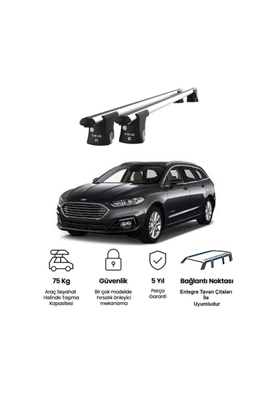Trio-ıı Ford Mondeo Kombi 2013 Ve Sonrası Kilitli Ara Atkı 120cm Port Bagaj Tavan Barı