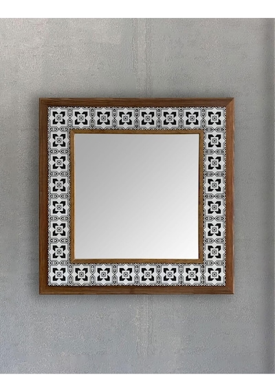 Tr Oscar Stone Decor Masif Siyah Çerçeveli Mozaik Taş Ayna 43 Cm X 43 Cm -morocco-etnik Desen Ayn4040-006 Genel