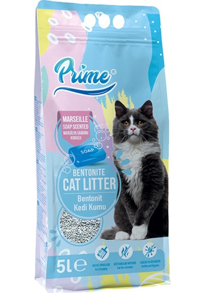 Prime Marsilya Sabunu Kokulu İnce Topaklaşan Bentonit Kedi Kumu 5 L