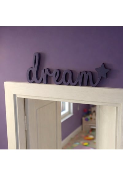Dream Yazılı Yıldızlı Dekoratif Duvar & Raf Süsü Modern Masaüstü Dekor Mor