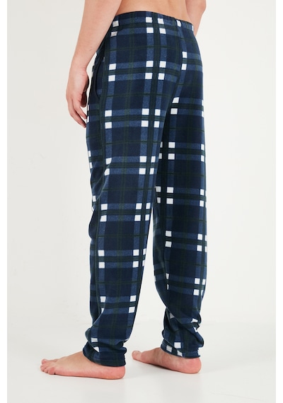 Buratti Lastikli Bel Düz Paça Yumuşak Dokulu Polar Pijama Altı Erkek Pijama Altı 6098001 Lacivert-yeşil