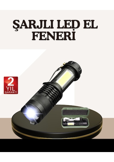 Küçük Boy Şarjlı Led El Feneri Taşınabilir Klipsli - Lisinya Diğer