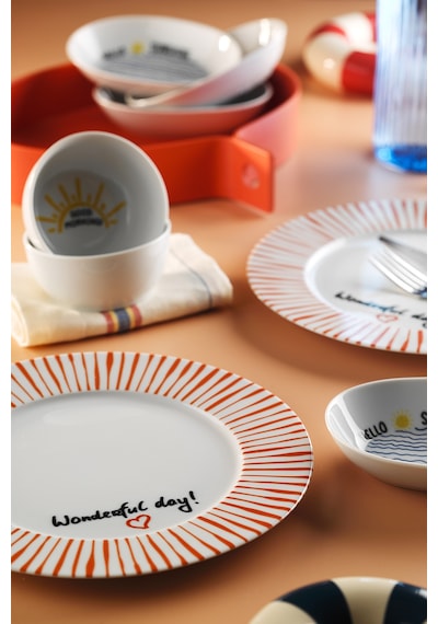 Kütahya Porselen Crimson Lines 8 Parça 2 Kişilik Kahvaltı Takımı Çok Renkli