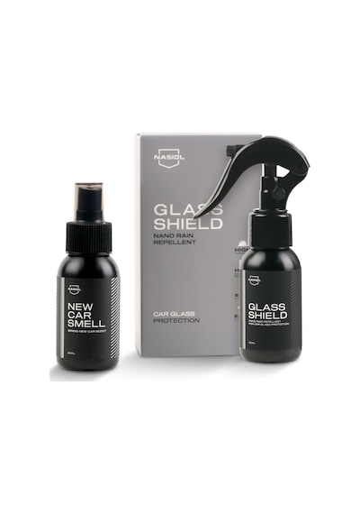 Nasiol-SET 2-Glasshield Nano Yağmur Kaydırıcı ve New Car Smell Araç Kokusu 2'li Set