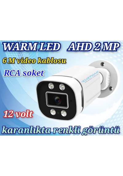 2 Mp Ahd Warm Led Güvenlik Kamerası Gece Renkli Görüntü 12 Volt