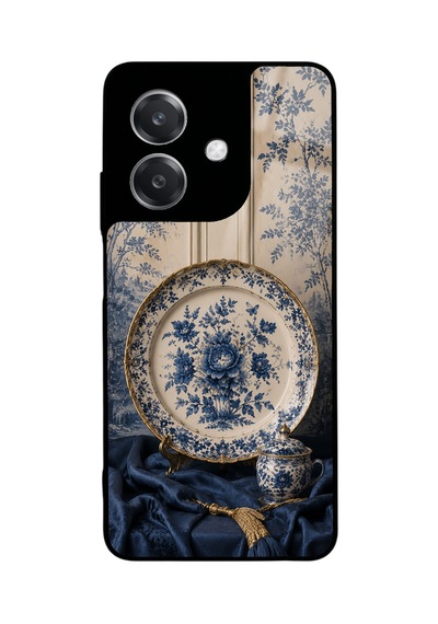 Oppo A3 Blue Porcelain Luxury Tasarımlı Glossy Telefon Kılıfı Beyaz