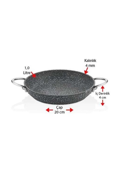 Granit Sahan Seti 20 - 22 Cm İndüksiyon Tabanlı Gri