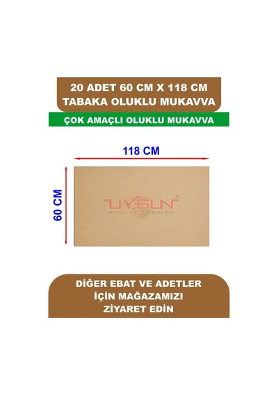 20 Adet 60cm X 118cm Baskısız Tabaka Oluklu Mukavva, Çocuk Etkinlik Kartonu, Maket Kartonu, Kargo Kartonu