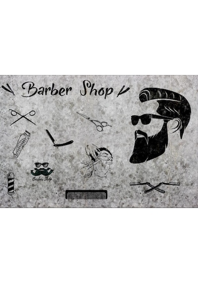Berberler İçin Özel Tasarım Duvar Kağıdı Barbershop (397460141)