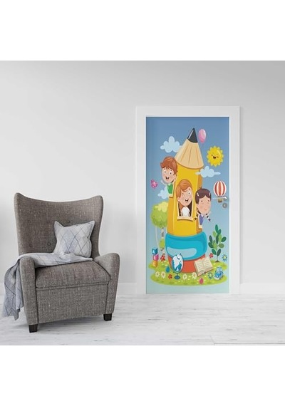 Kapı Giydirme Kapı Sticker Folyosu Kalem Çocuk Çok Renkli