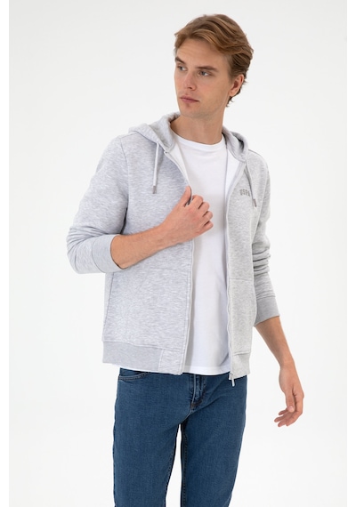 U.S. Polo Assn. Erkek Regular Fit Açık Gri Şardonlu Örme Hırka 50313755-VR001