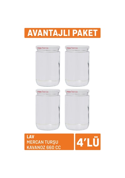 Lav Mercan Turşu Kavanoz 4'lü 660 Cc Açık Yeşil - Beyaz
