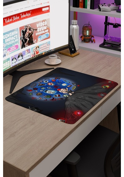 Binding Of Isacc Kaymaz Dikişli Kauçuk Oyuncu Mousepad V5 - 48x40 Xl Gaming Mouse Pad Fare Altlığı