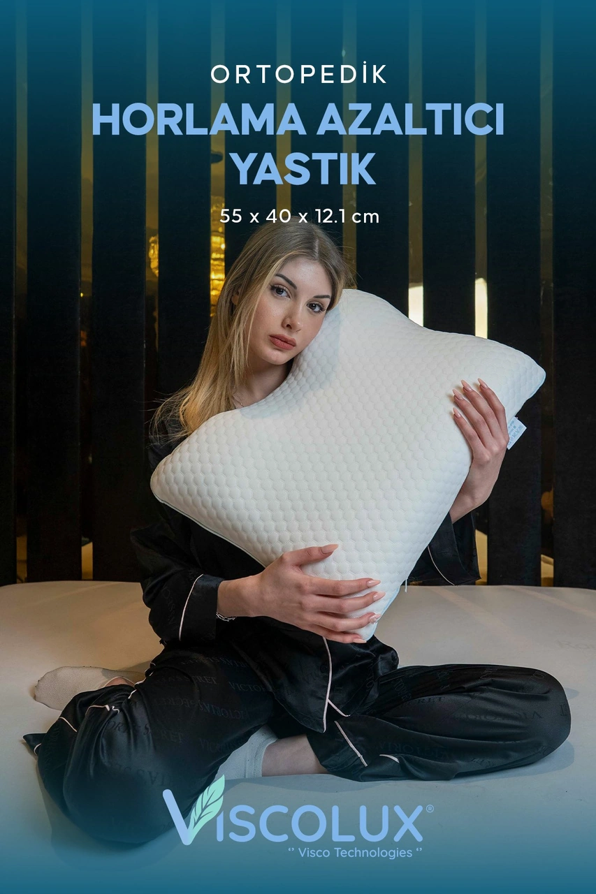 Horlama Azaltıcı Yastık - Horlama Önleyici Ortopedik Visco Yastık 55x40x12/10 Mavi