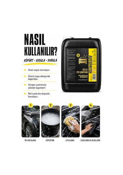 Autofresh PH Nötr Araç Araba Yıkama Cilalı Oto Şampuanı 5 L