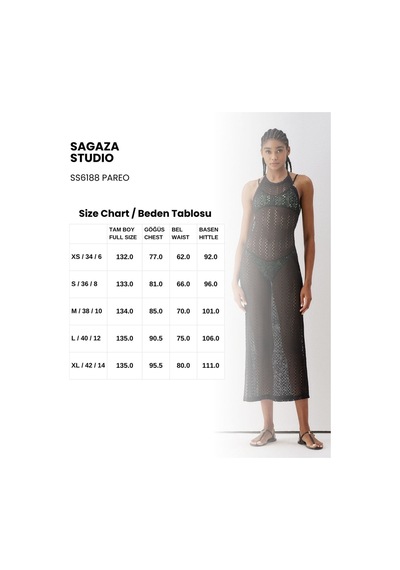 Sagaza Studio Ss6188 Fileli Pareo Siyah