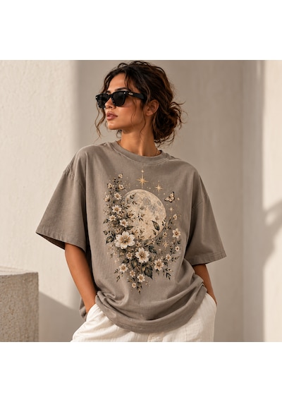 Velaura Studio Ay Bahçesi Kadın T-shirt Vizon