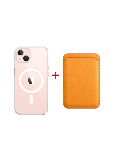 Smcase Apple Uyumlu iPhone 13 Kılıf Manyetik Kristal Wiriless Destekli Sert Kapak Silikon Manyetik Kartlıklı Kılıf