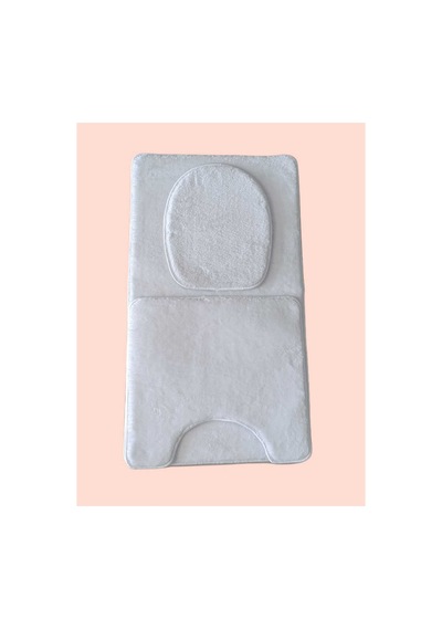 Aurora Brilliant Banyo Paspası 3lü Klozet Takımı Klozet Seti Pufyy Kalın Ürün 60x100 / 50x54 / 34x47 Kaymaz Taban Beyaz